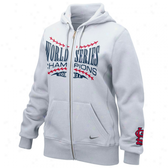 Nike St. Louis Cardinals Ladies White 2011 World Succession Champions Celebration Full Zip Hoodie Sweatshirt