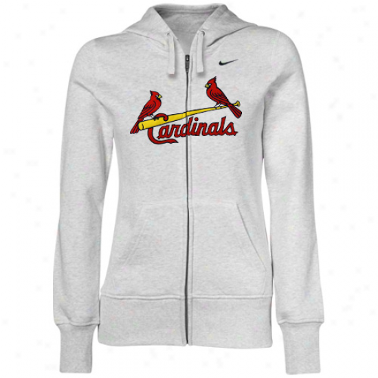 Nike St. Louis Cardinals Ladies White Heather Into Seams Full Zip Hoody Sweatshirt