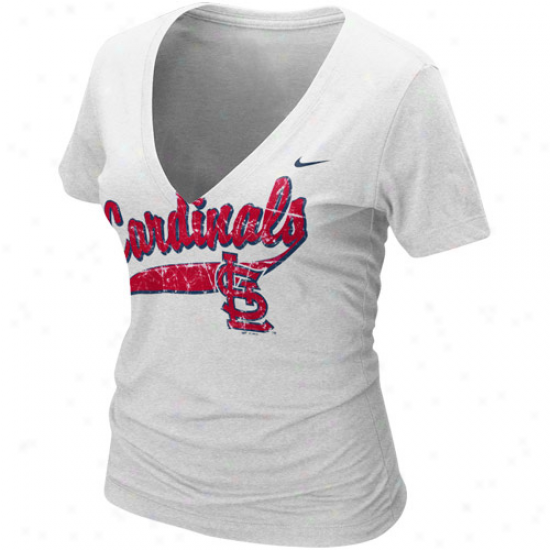 Nike St. Louis Cardinals Ladies White Relay V-neck Tri-blend T-shirt