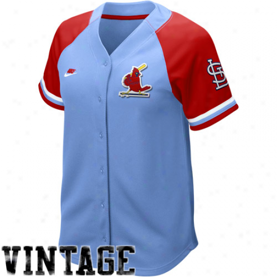 Nike St. Louis Cardinals Women's Light Blue-red Cooperstown Quick Pick Vintage Baseball Jersey
