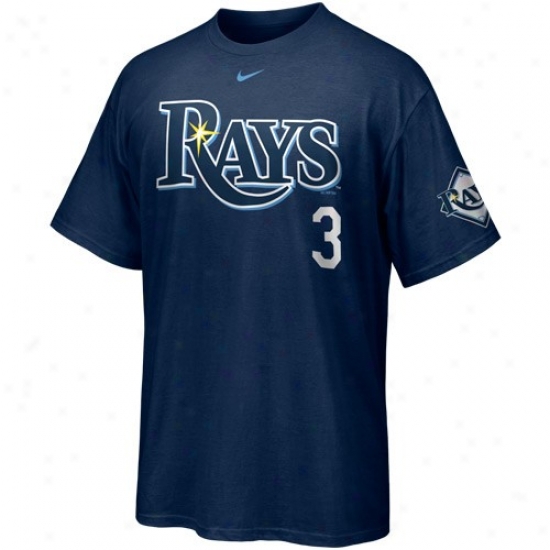 Nike Tampa Bay Rays #3 Evan Longoria Navy Blue Player T-shirt