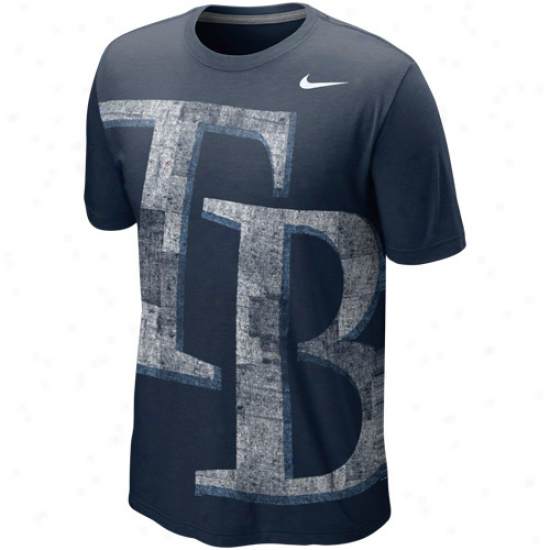 Nike Tampa Bay Rays Blended Big Logo Tri-blend T-shirt - Navy Blue