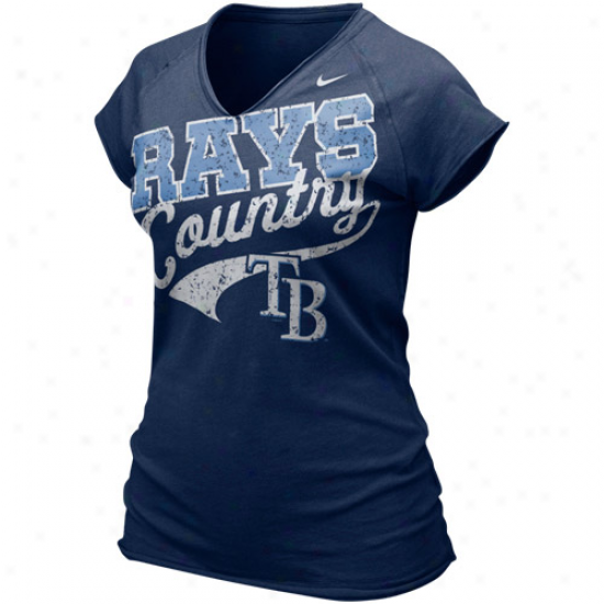 Nike Tampa Bay Rays Ladies Navy Blue 2011 Bases Loaded V-neck T-shirt