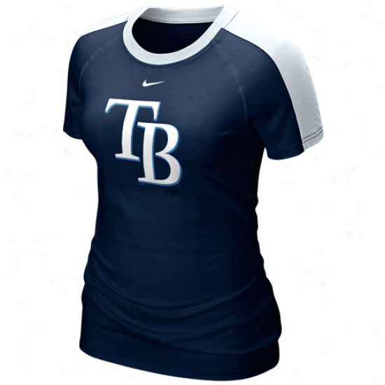 Nike Tampw Bay Rays Ladies Navy Blue Center Field T-shirt