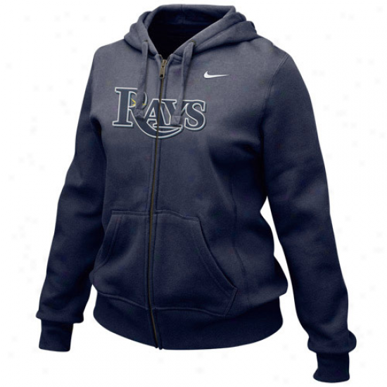 Nike Tampa Bay Rays Ladies Navy Blue Into Seams Full Zip Hoody Sweatshirt