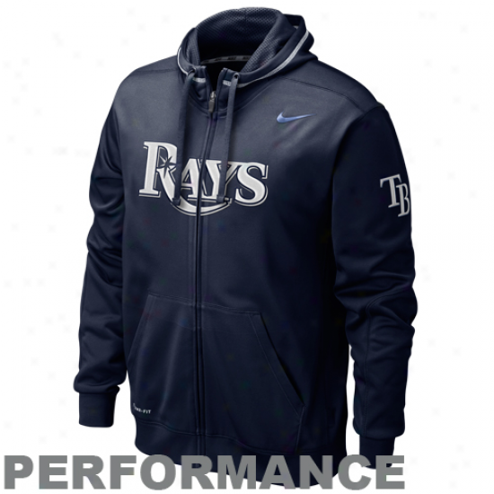 Nike Tampa Bay Rays Navy Blue Ko Performance Satiated Zip Hoodie Sweatshirt