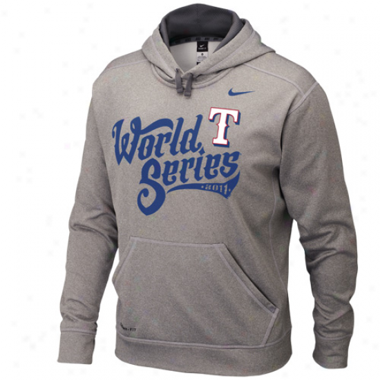 Nike Texas Rangers Ash 2011 World Series Bound Ko Pullover Hoodie Sweatshirt