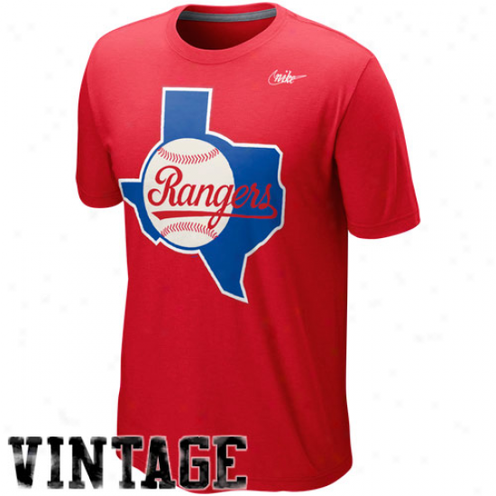 Nike Texas Rangers Cooperstownn Blended Logo Tri-blend T-shirt - Red
