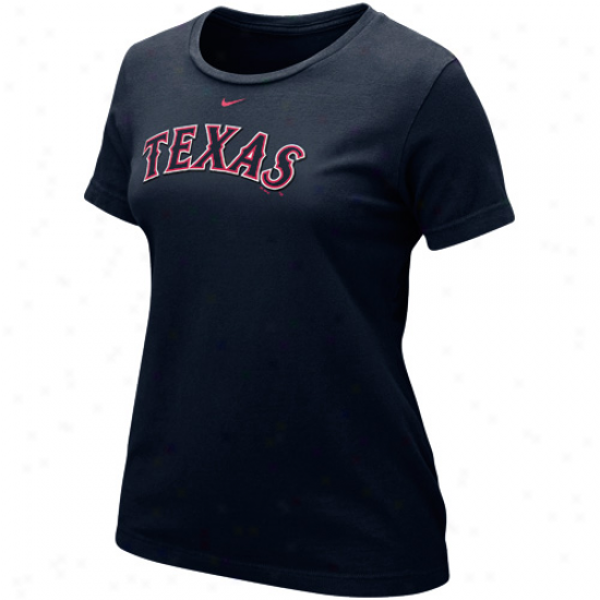 Nike Texas Rangers Ladies Wordmark T-shirt - Navy Blue