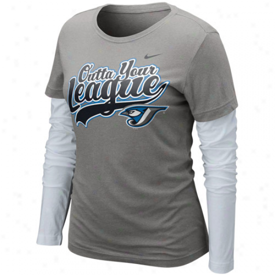 Nike Toronto Blue Jays Ladies League Double Stratum Long Sleeve T-shirt - Charcoal-white