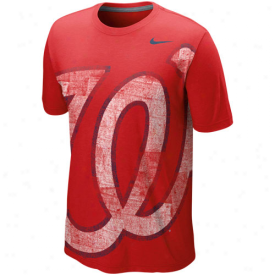 Nike Washington Nationals Blended Big Logo Tri-blend T-sirt - Red