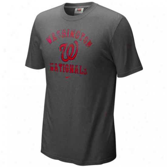 Nike Washington Nationals Charcoal Slidepiece Tri-blend T-sjirt