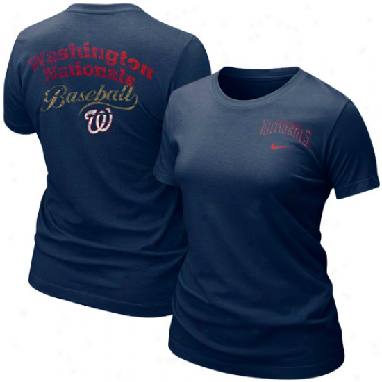 Nike Washington Nationals Ladies Navy Blue Graphic Tri-blend T-shirt