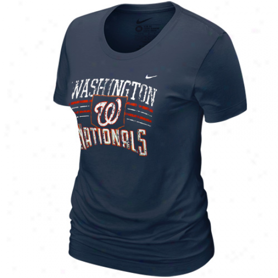 Nike Washington Nationals Ladies Navy Blue Internal Field Tri-blend T-shirt