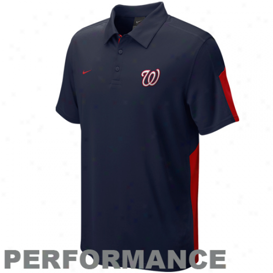 Nike Washington Nationals Navy Blue Authentic Collection Dri-fit Performance Polo