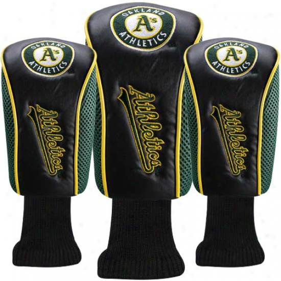 Oakland Athletics Black-green 3-pack Golf Club Hezdcovers