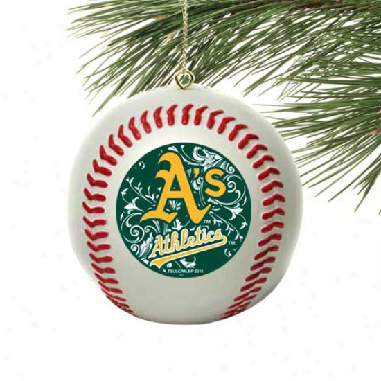 Oaklandd Athletics Filigree Mini Replcia Baseball Ornament