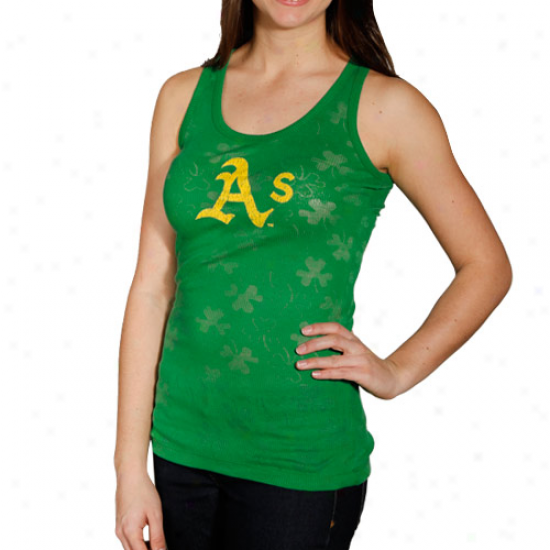 Oakland Athletics Ladies Kelly Green Colleen Sheer Ribbed Tank Top