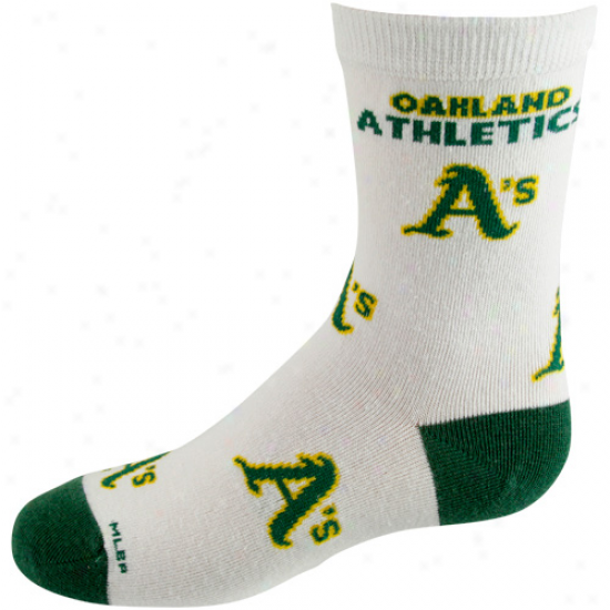 Oakland Athletics Presch0ol Allover Crew Socks - White