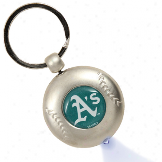 Oakland Athletics Silver Baseball Flashlight Keychain