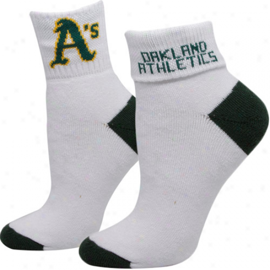 Oakland Athietjcs Women's Roll-down Socks - White