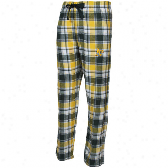 Oakland Athletics Yellow-black Plaid Fable Flannel Pants