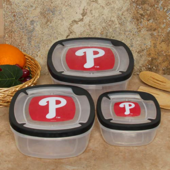 Philadelphiaa Phillies 3-pack Square Food Containers