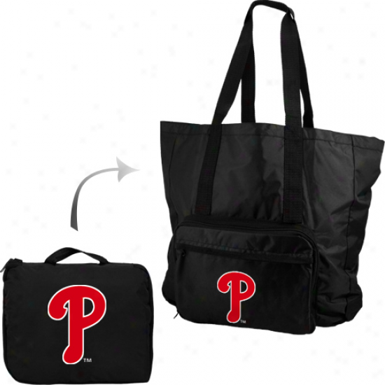 Philadelphia Phillies Black Fold-away Tote Bag Travel Pack