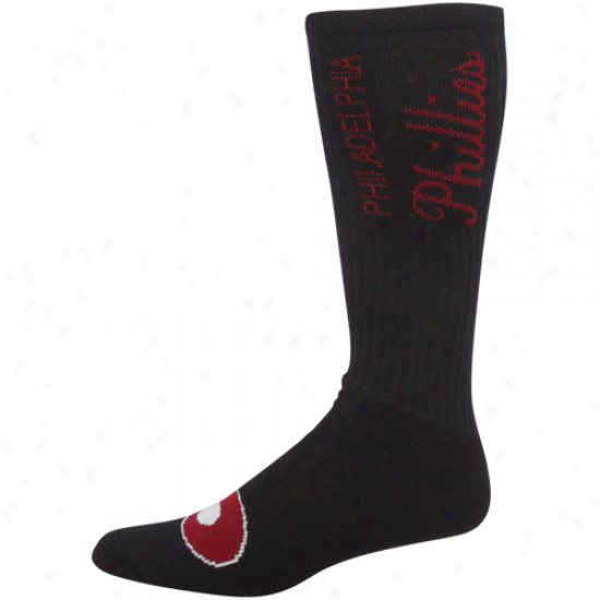 Philadelphia Phillies Black Snap Aid Cooperstown Tall Socks
