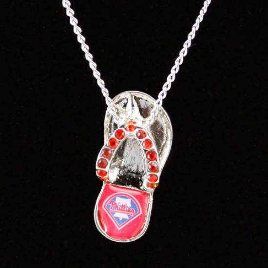 Philadelphia Phillies Crystal Flip Flo; Necklace