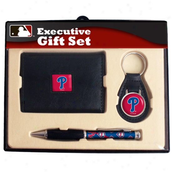 Philadelphia Phillies Executive Wallet, Key Fob & Pen Gift Set