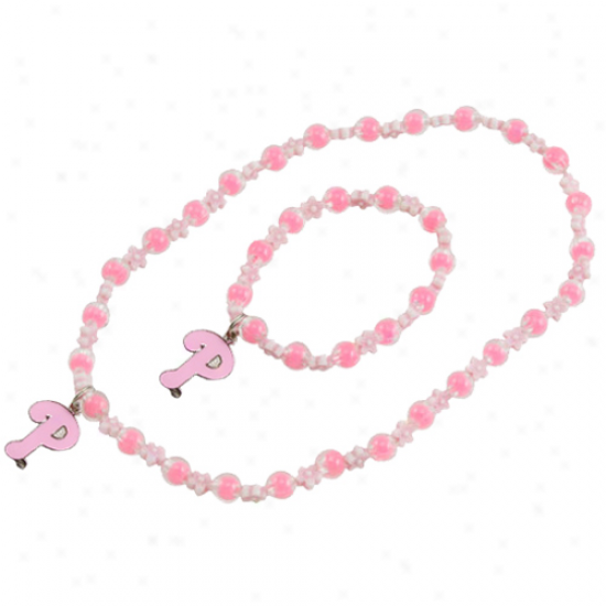 Philaselphia Phillies Girls Pink Sophie Beaded Team Logo Bracelet & Necklace Set