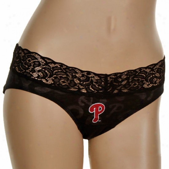 Philadelphia Phillies Ladies Black Burnout Logo Panties