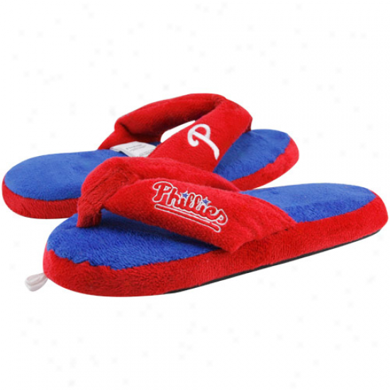 Philadelphia Phillies Ladies Red-blue Plish Thong Slippers