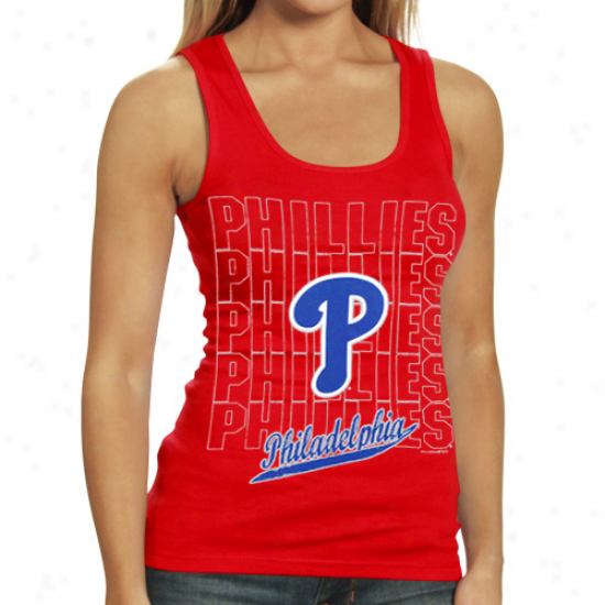 Puiladelphiaa Phillies Ladies Red Repeater Tank Top