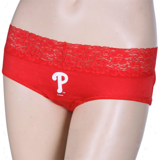 Philadelphia Phillies Ladies Red Super Soft Lace Trim Panties