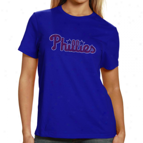 Philaelphia Phillies Ladies Sequin Jersey Logo Reward T-shirt - Royal Blue