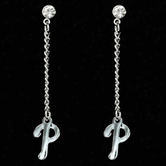 Philadelphia Phillies Ladies Silvertone Dangle Charm Post Earringz