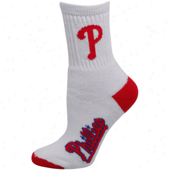 Philadelphia Phillies Ladies White-red Dual-color Team Logo Crew Socks