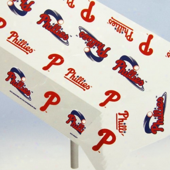 Philadlphia Phillies Mlb Team Logo Plastic Tablecloth