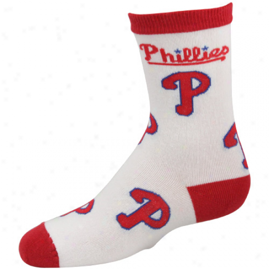 Philadelphia Phillied Preschool White Allover Logo Crew Socks