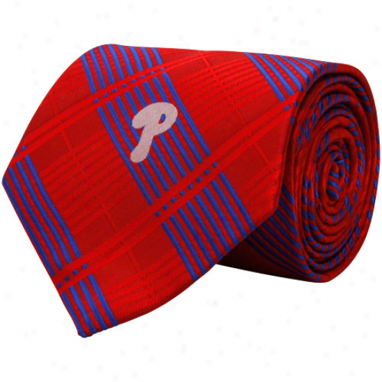 Philadelphia Phillies Red-blue Poly Plaid Woven Tie