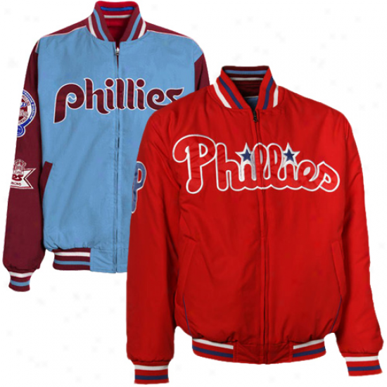 Philadelphia Phillies Red-light Blue Reversible Varsity Full Zip Jerkin