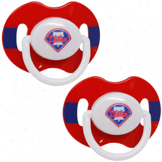 Philadelphia Phillies Red-navy Blue Striped 2-pack Team Logo Pacifiers