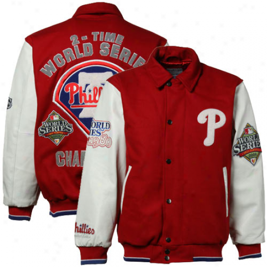 Philadelphia Phillies Red-white 2x World Series Champs Commemorative Cotton Canvas Full Button Jacket