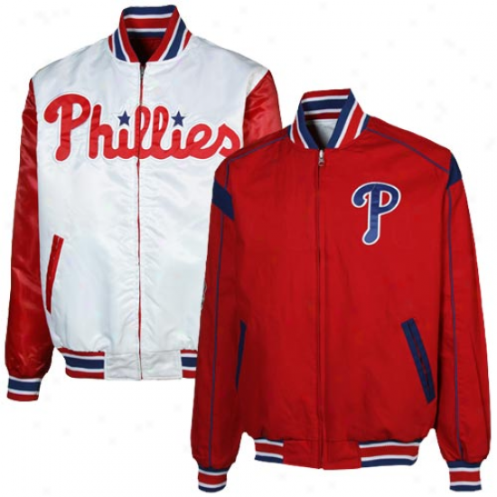 Philadelphia Phillies Red-white Reversible Team Varsity Ful lZip Jacket