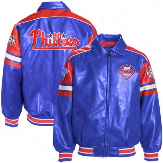 Philadelphia Phillies Royal Blue Pleather Varsity Jacket