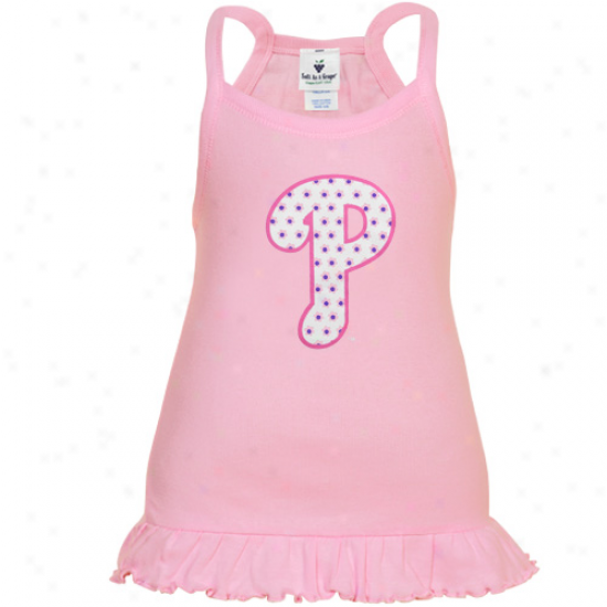 Philadelphia hPillies Toddler Girls Pink Ruffle Logo Tunic Tank Top