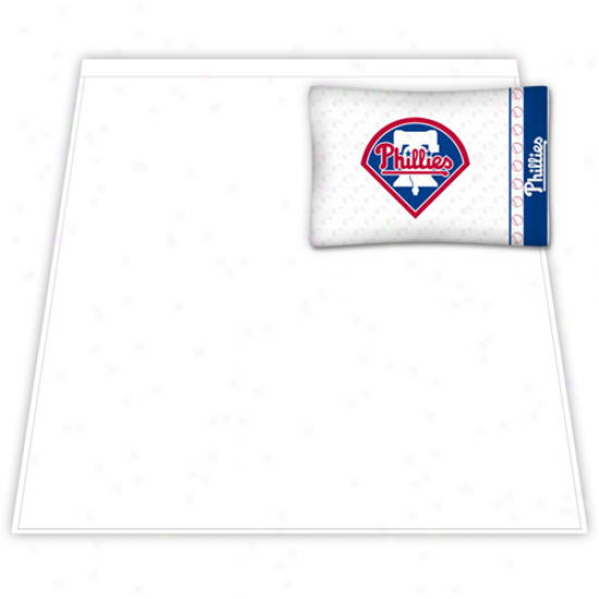 Philadelphia Phillies Wjite Twin Sheet Set