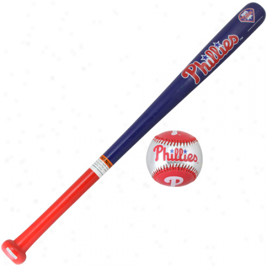 Philadelphia Phillues Wood Bat & Soft Strike Baseball Set